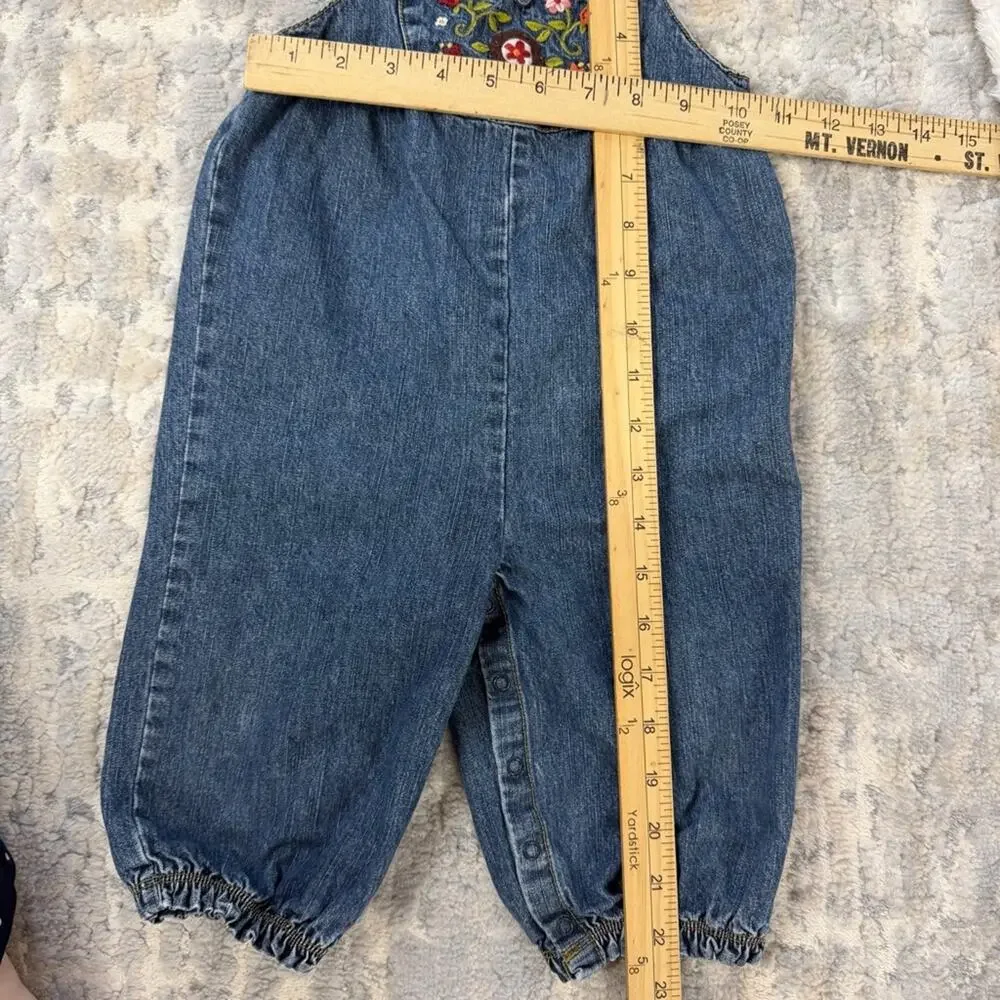 Gymboree Harvest Leaves embroidered denim overalls 2006 Size 12-18 months